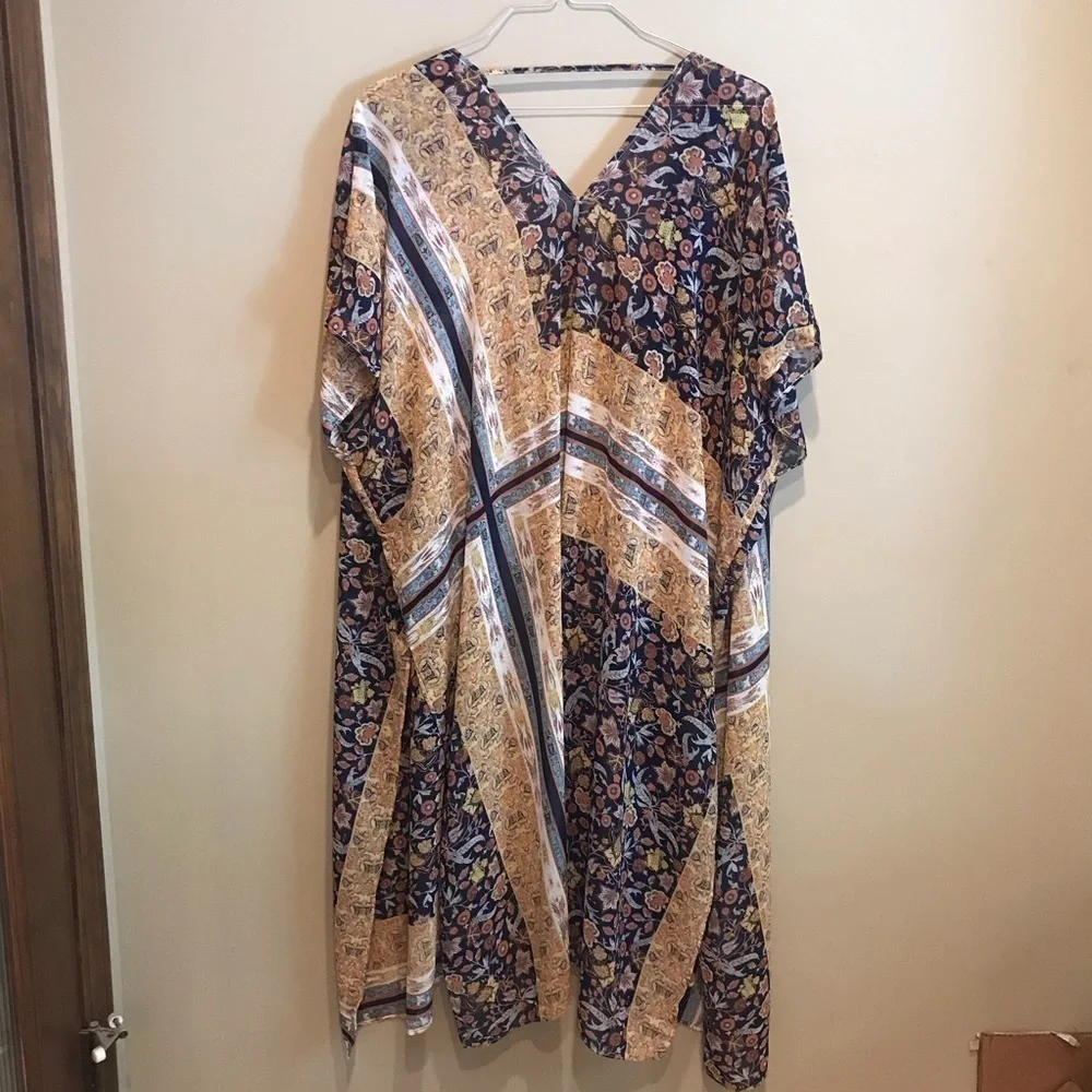 Umgee Duster Kimono Cardigan Floral Gold Boho S/M